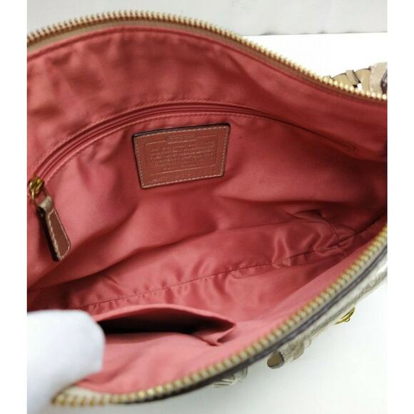 Coach Poppy Whipstitch Metallic Gold Leather Braided Strap Crossbody Bag Purse - Picture 11 of 12